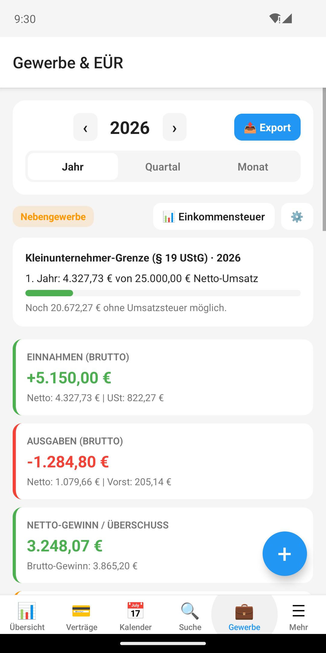 Gewerbe & EÜR
