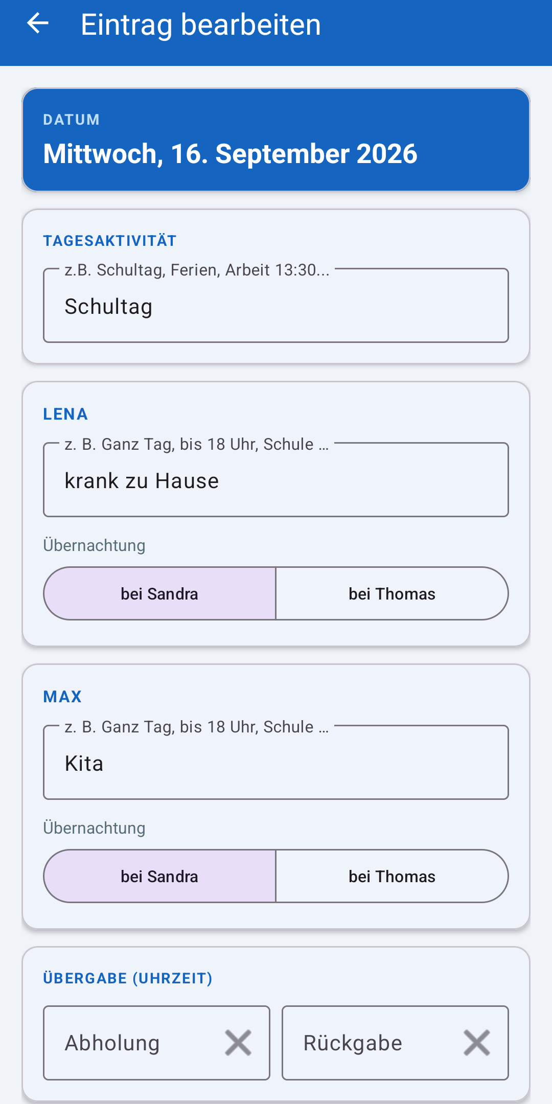 Tag eintragen